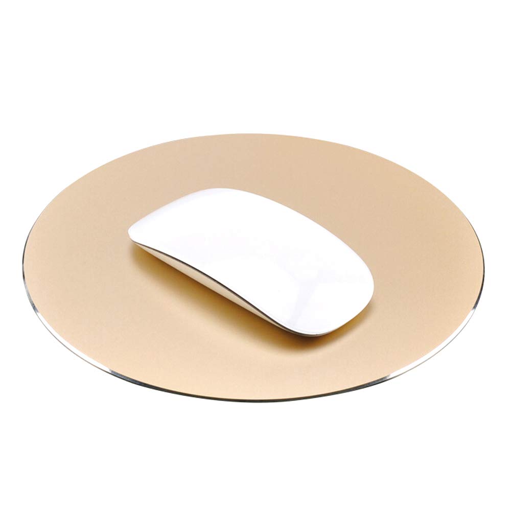 Proelife Premium Aluminum Metal Mouse Pad Mice Mat 8.66 Inch (Round, Champagne Gold)
