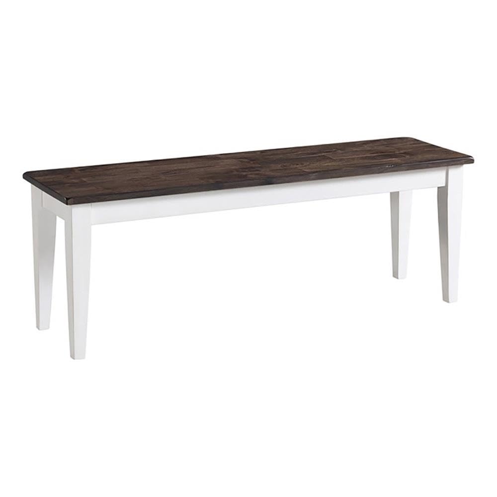 Intercon Kona Backless Bench with Wood Seat and 4 Legs, Gray & White