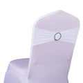 Sinssowl 100Pcs Stretch Wedding White Chair Sashes With Buckle Slider Sashes Bow Decorations 25 Colors  (White)