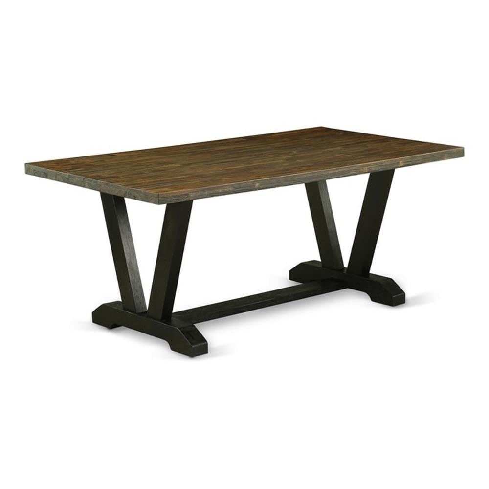 East West Furniture Vt677 V-Style Mid-Century Modern Dining Table - A Rectangle Solid Wood Table Top With Stylish Legs, 40X72 Inch, Multi-Color