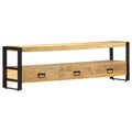 vidaXL Mango Wood TV Stand - Solid Construction - Powder-Coated Steel Frame - Ample Internal Storage - Rustic Charm - Compliant with California Proposition 65