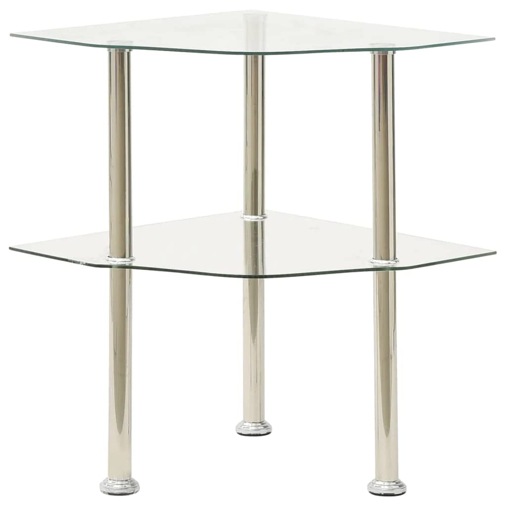 vidaXL 322793 2-Tier Side Table Transparent 38x38x50 cm Tempered Glass