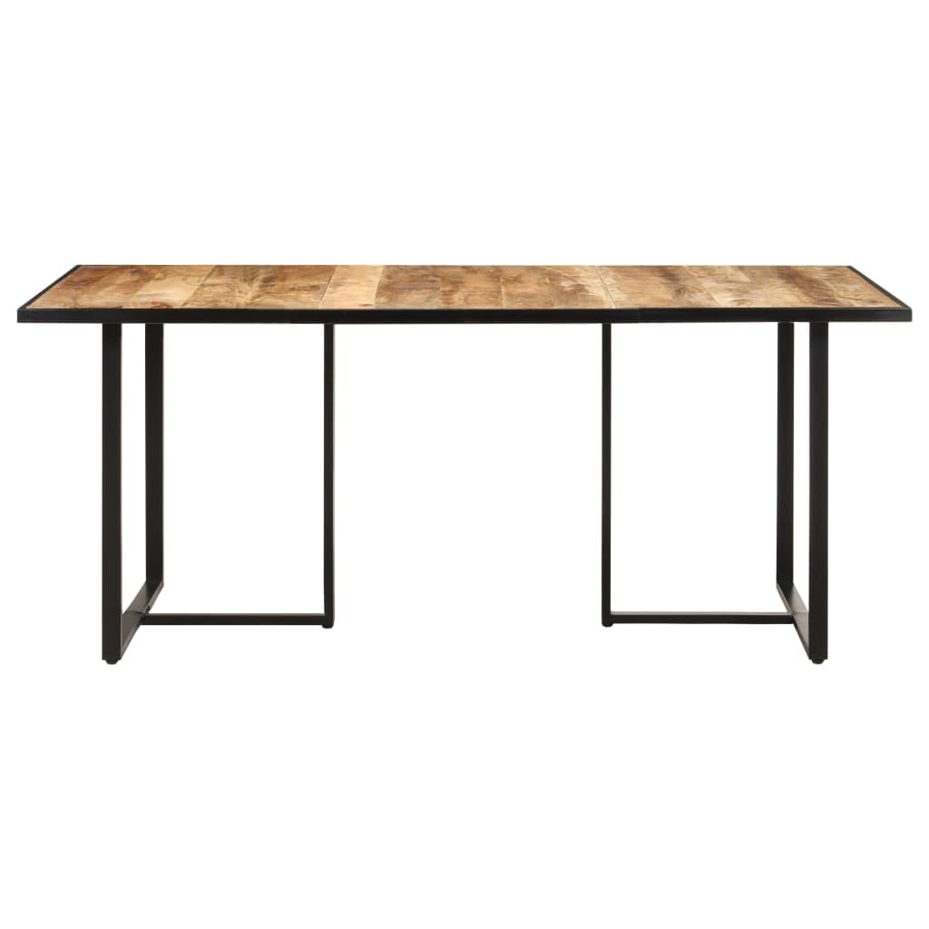 vidaXL 70.9&quot; Dining Table - Rough Mango Wood Construct, Natural Finish with Powder-Coated Iron Legs - Industrial Style Rectangular Table for Dining Room or Kitchen