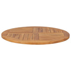 vidaXL 31.5 Round Solid Teak Wood Table Top - Weather-Resistant Dining Surface, Brown, Smooth Finish for Home or Commercial Use