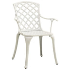 vidaXL 5-Piece Industrial Style Bistro Set - Round Table and Garden Chairs - Cast Aluminium Weather Resistant Outdoor Furniture Set - White