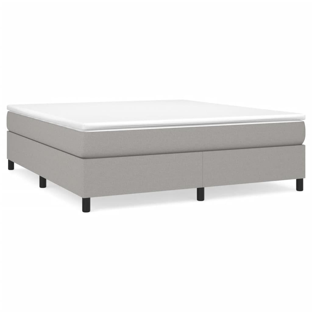 vidaXL Light Gray Fabric Box Spring Bed Frame, California King 72&quot;x83.9&quot;, Plywood and Engineered Wood Construction, Modern Suitable Bedroom Furniture