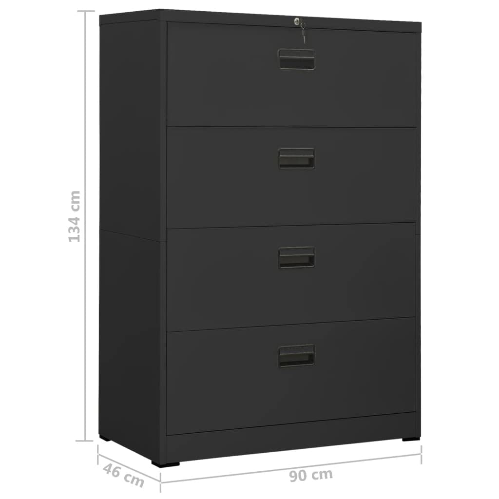 vidaXL Filing Cabinet, File Cabinet for Home Office Living Room School, Storage Cabinet with 2 Drawers, Under Desk, Industrial, Anthracite Steel