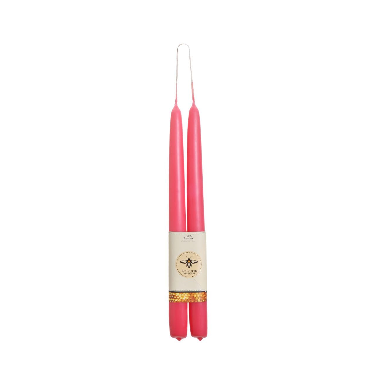 Big Dipper Wax Works Cherry Blossom Pink Candles, Hand Dipped Beeswax Taper Candles, 12-Hour Long Burn, Pure Beeswax Candle 12 x