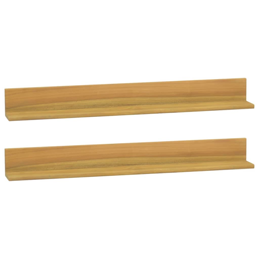 vidaXL Solid Teak Wood Wall Shelves, 35.4&quot;x3.9&quot;x3.9&quot;, Set of 2, Natural Finish, Durable Wooden Frame, Extra Storage Space, Suitable for Bathroom, Bedroom, Living Room, Easy Assembly Required.