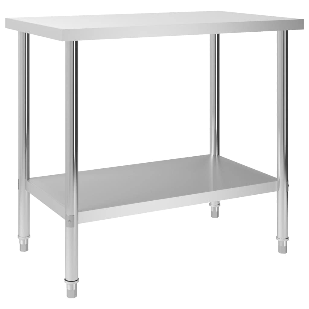 vidaXL Stainless Steel Kitchen Work Table with Bottom Shelf - Heavy Duty, Easy to Clean, 39.4&quot;x23.6&quot;x33.5&quot;