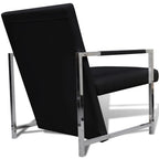 vidaXL Cube Armchair - Modern Designed Baxton Studio Black Faux Leather with Chrome Stable Feet, Perfect for Home or Office Use