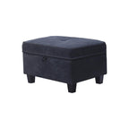 Lilola Home Harmony 99.5' W Black Fabric Sectional Sofa with Left-Facing Chaise and Storage Ottoman
