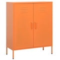 vidaXL Steel Storage Cabinet - Freestanding, Adjustable Shelves, 31.5"x13.8"x40", Industrial-Style Sideboard in Vibrant Orange