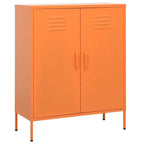 vidaXL Steel Storage Cabinet - Freestanding, Adjustable Shelves, 31.5"x13.8"x40", Industrial-Style Sideboard in Vibrant Orange