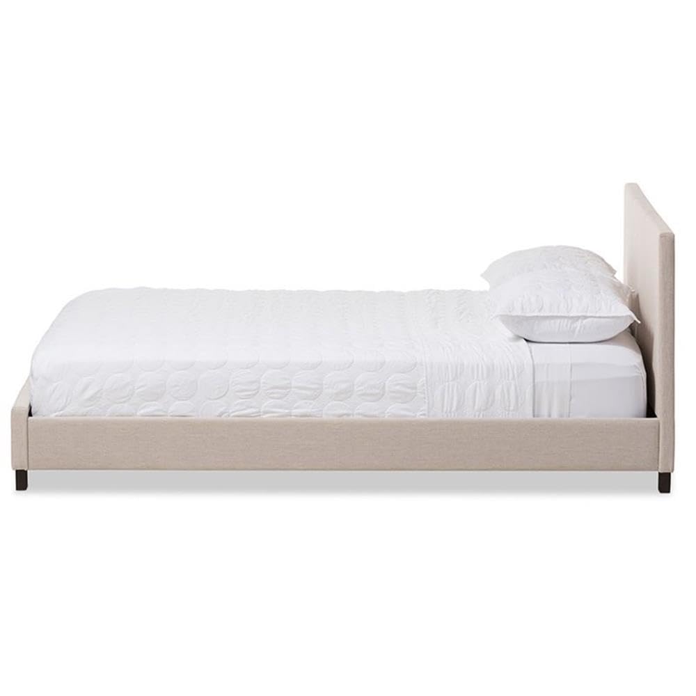 Baxton Studio Elizabeth Modern and Contemporary Beige Fabric Upholstered Panel-Stitched Full Size Platform Bed