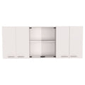 Oceana 150 Wall Double Door Cabinet with Glass, Four Interior Shelves, White