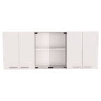 Oceana 150 Wall Double Door Cabinet with Glass, Four Interior Shelves, White