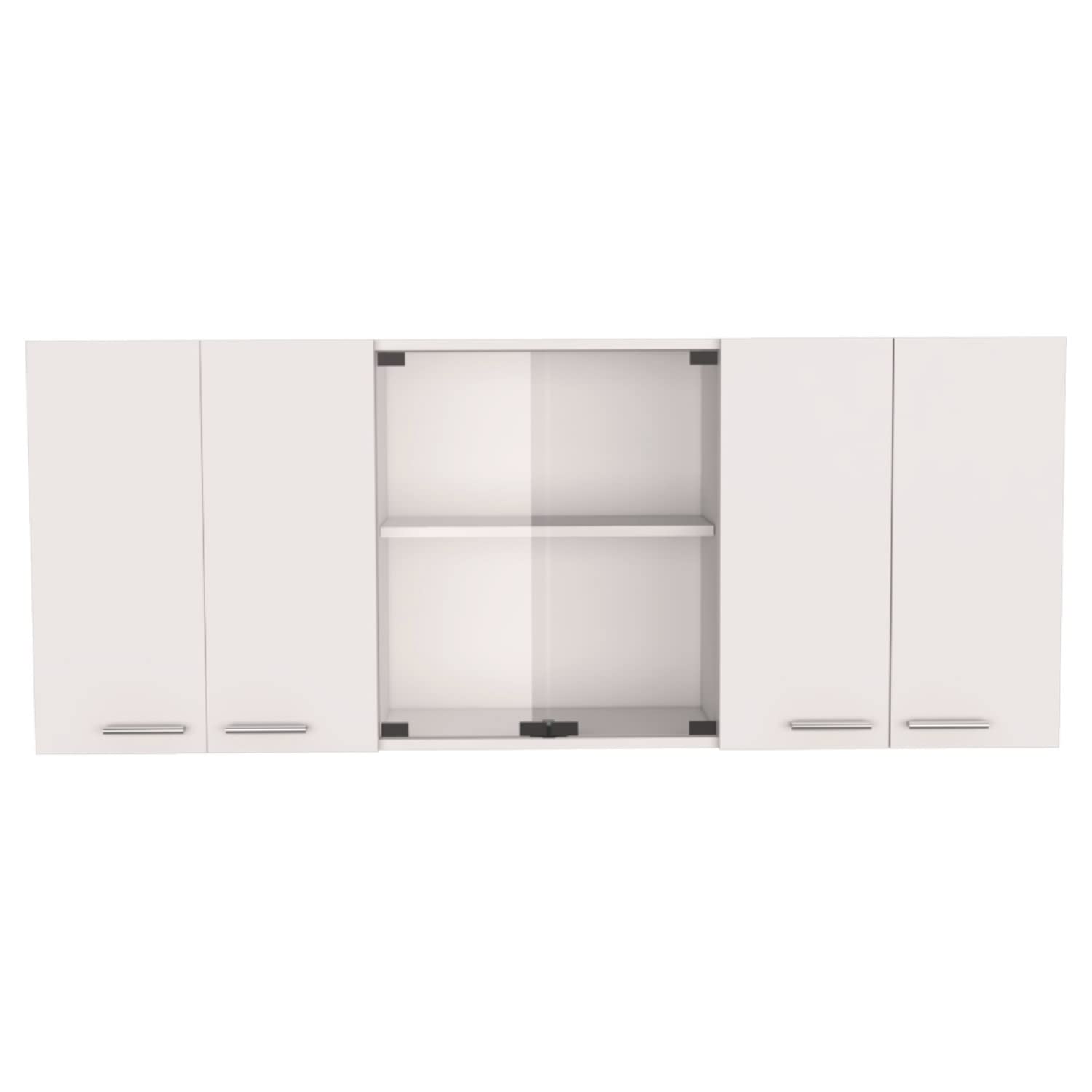 Oceana 150 Wall Double Door Cabinet with Glass, Four Interior Shelves, White