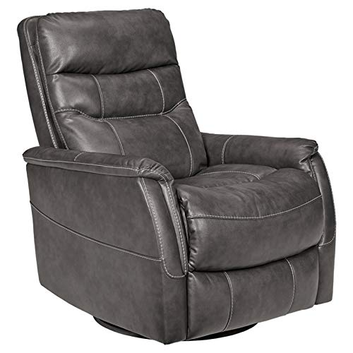 Signature Design by Ashley Riptyme Traditional EZ Pull Swivel glider Recliner, Dark gray