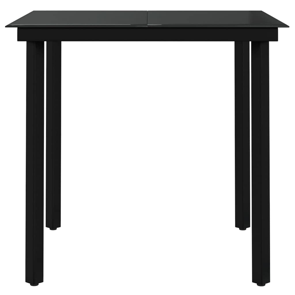 vidaXL Patio Dining Set - 3 Piece Outdoor Black Dining Furniture Set with PE Rattan Chairs and Glass Tabletop