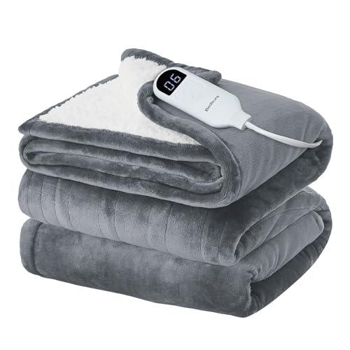 Bedsure Heated Blanket Electric Twin - Flannel Electric Blanket, Heating Blanket With 10 Time Settings, 6 Heat Settings, And 8 H