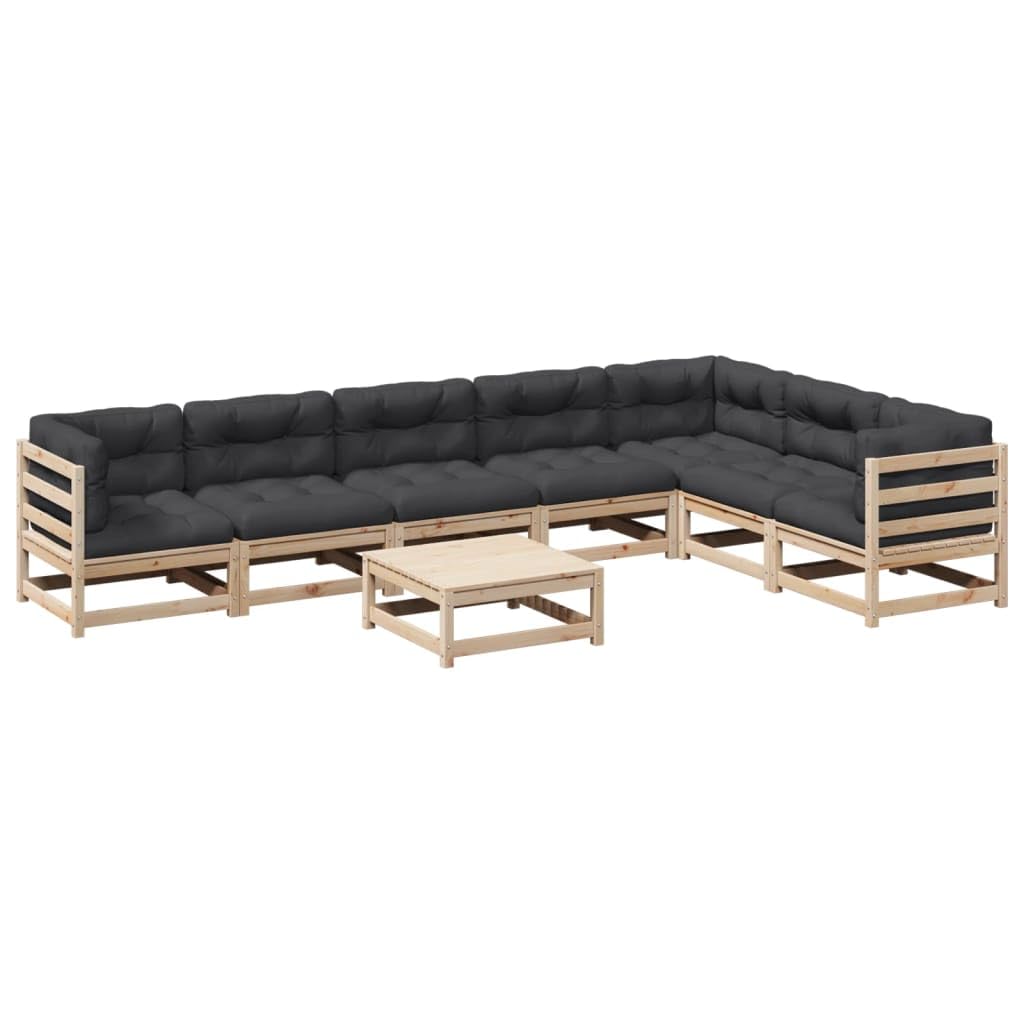 vidaXL 8-Piece Garden Sofa Set with Cushions Solid Pine Wood