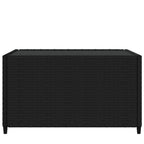 vidaXL Square Patio Coffee Table – Black Poly Rattan Outdoor Table with Tempered Glass Top, Weather-Resistant Material, Powder-Coated Steel Frame, and Easy Assembly – 19.7"x19.7"x11.8"