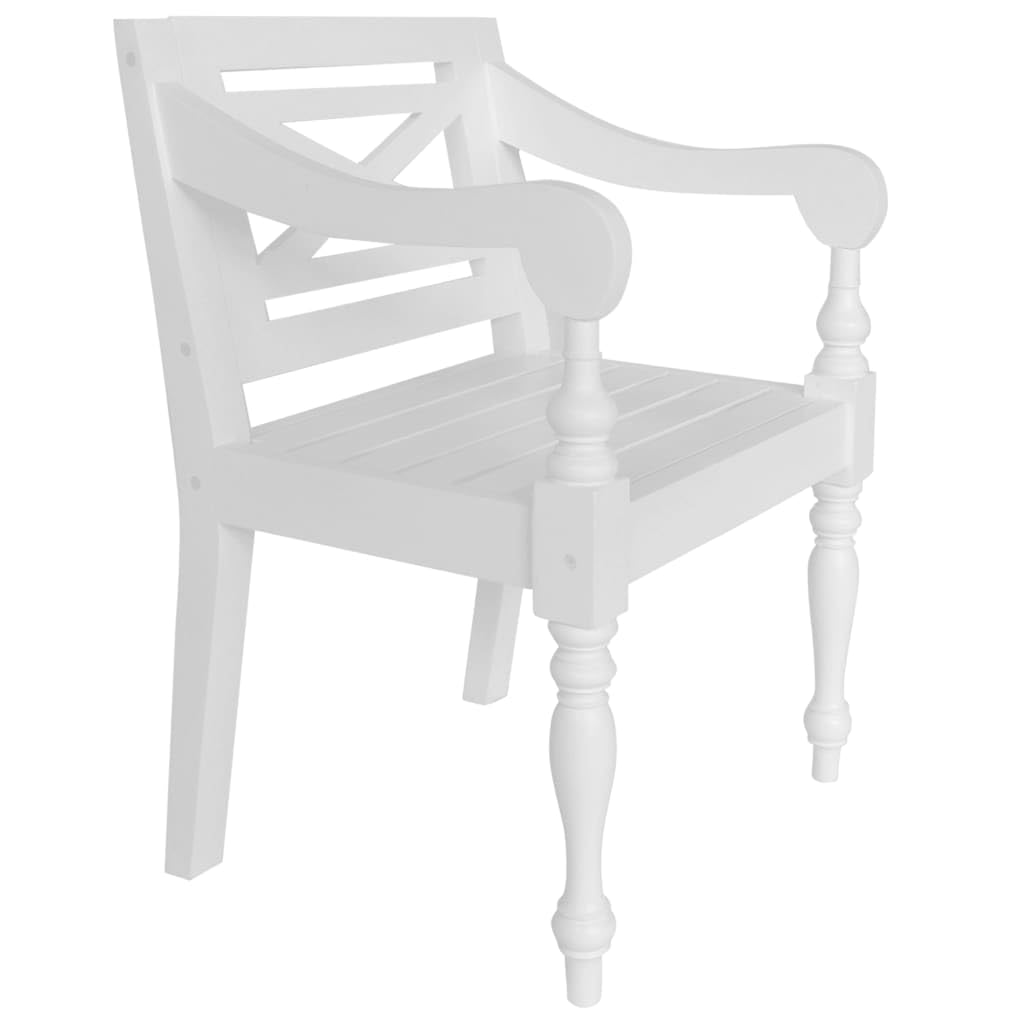 vidaXL Batavia Chairs 2 pcs White Solid Mahogany Wood
