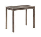 Lilola Home Lux Brown 3 Piece Counter Height 36' Pub Table Set with Tufted Creamy White Linen Stools