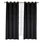 Cherry Home Luxury Velvet Blackout Curtains Panels with Grommet Draperies Eyelet 52Wx72L Inch Black, 2 Panels for Theater,Bedroo
