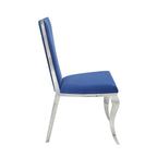 simple relax Set of 2 Side Chair Gold Finish, Blue and Silver
