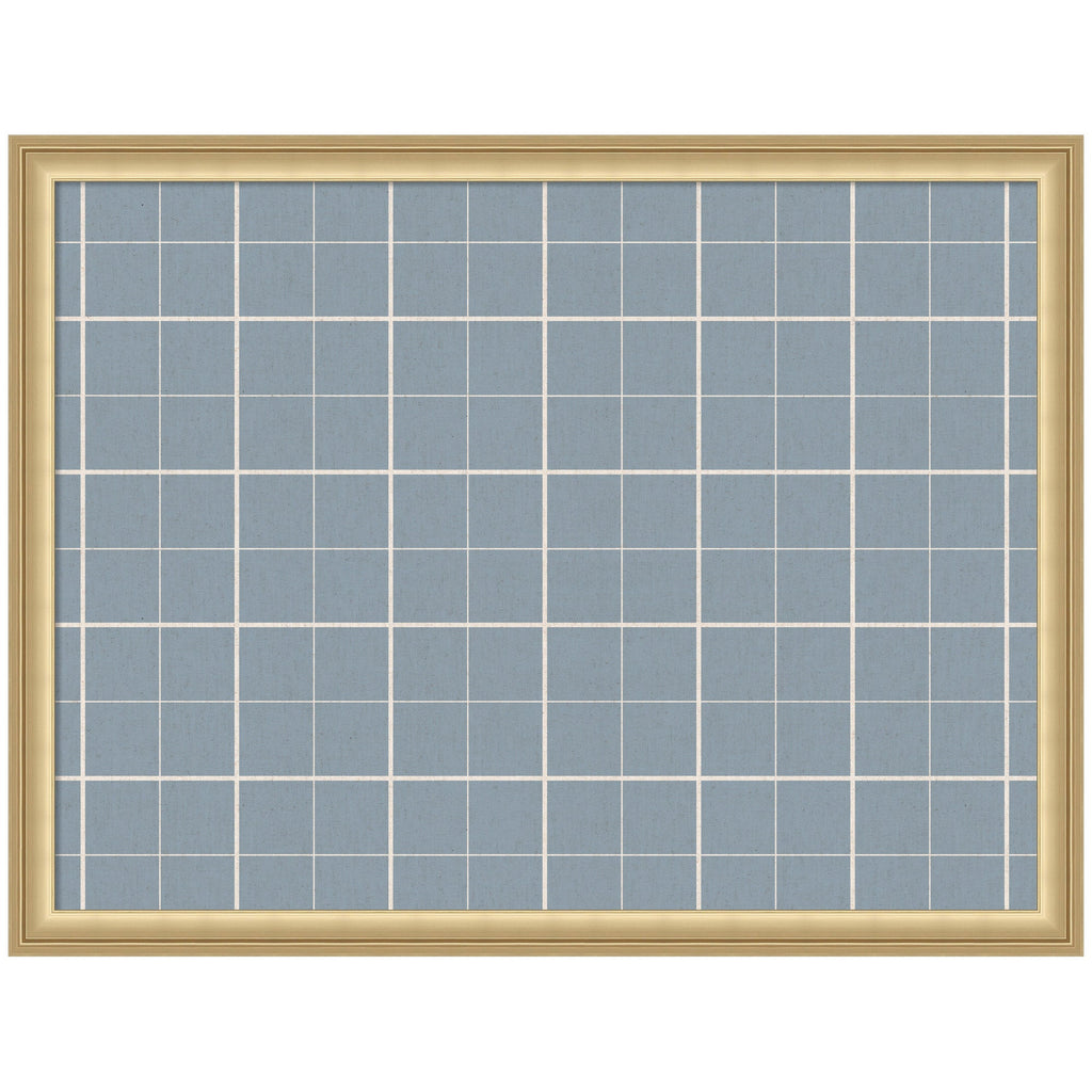 Framed Fabric Pinboard Light Blue Plaid Wall Organization