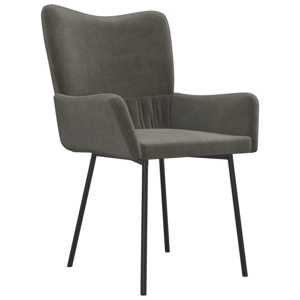 vidaXL Dining Chairs - Soft Dark Gray Velvet Upholstery, Comfortable Foam-Padded Armrest and Backrest, Sturdy Metal and Plywood Frame, Easy Assembly