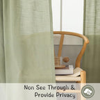 Donren Sage Green Linen Back Tab Curtains 102 Inches Long 2 Panels Set For High Windows - Rustic Hooks Belt Pinch Pleated Look Easy Sliding Curtains Rod Pocket Light Filtering Semi Privacy Drapres