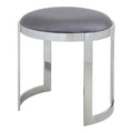 Pangea Home Orion 19" Velvet & Stainless Steel Stool In Gray/Silver Frame