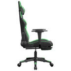 vidaXL Faux Leather Gaming Chair with Adjustable Comfort Features and Footrest – Black and Green - Ideal for Gaming, Home Office or Living Room