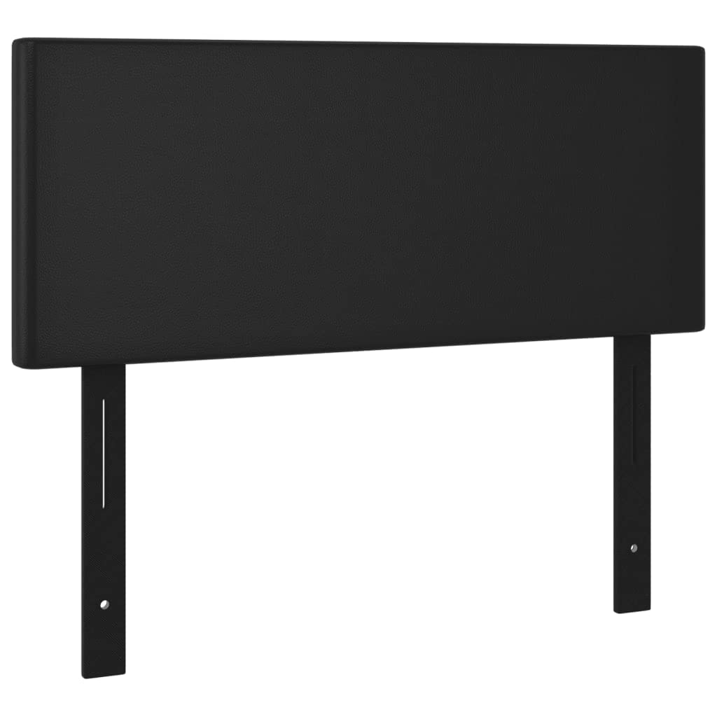 Vidaxl Modern Black Led Headboard - Faux Leather Upholstered Bed Decoration, Solid Larch Wood Construction, 39.4&quot;X2&quot;X30.7&quot;/34.6&quot;, Safety Certified