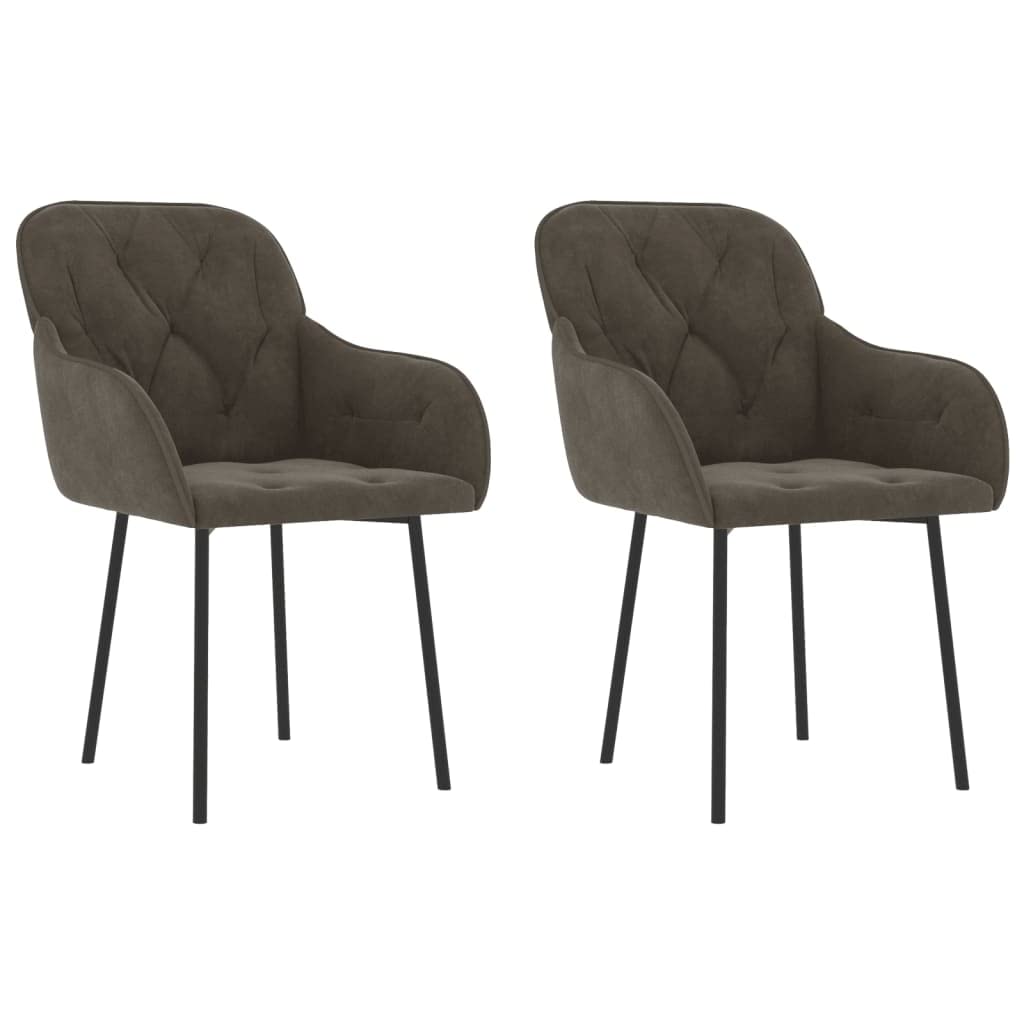 vidaXL-Elegant Dark-Gray Velvet Dining Chairs, Industrial-Style, Comfortable Foam-Padded seat and backrest, Study and Durable Metal-Plywood Frame - 2 pcs Set