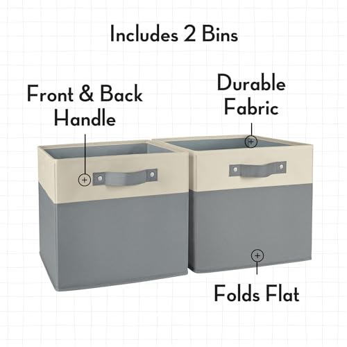 Riverridge Kids 2Pc 10.5In Two-Tone Folding Storage Bin Set - Gray
