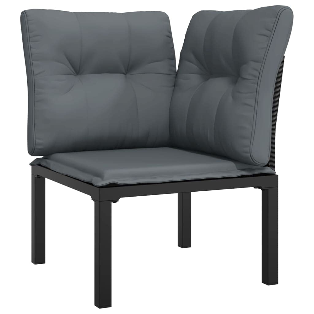 vidaXL 8 Piece Patio Lounge Set - Black and Gray - Weather-Resistant Poly Rattan with Powder-Coated Steel Frame - Includes Table and Footstool - Modern Design for Gardens and Outdoors