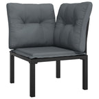 vidaXL 8 Piece Patio Lounge Set - Black and Gray - Weather-Resistant Poly Rattan with Powder-Coated Steel Frame - Includes Table and Footstool - Modern Design for Gardens and Outdoors