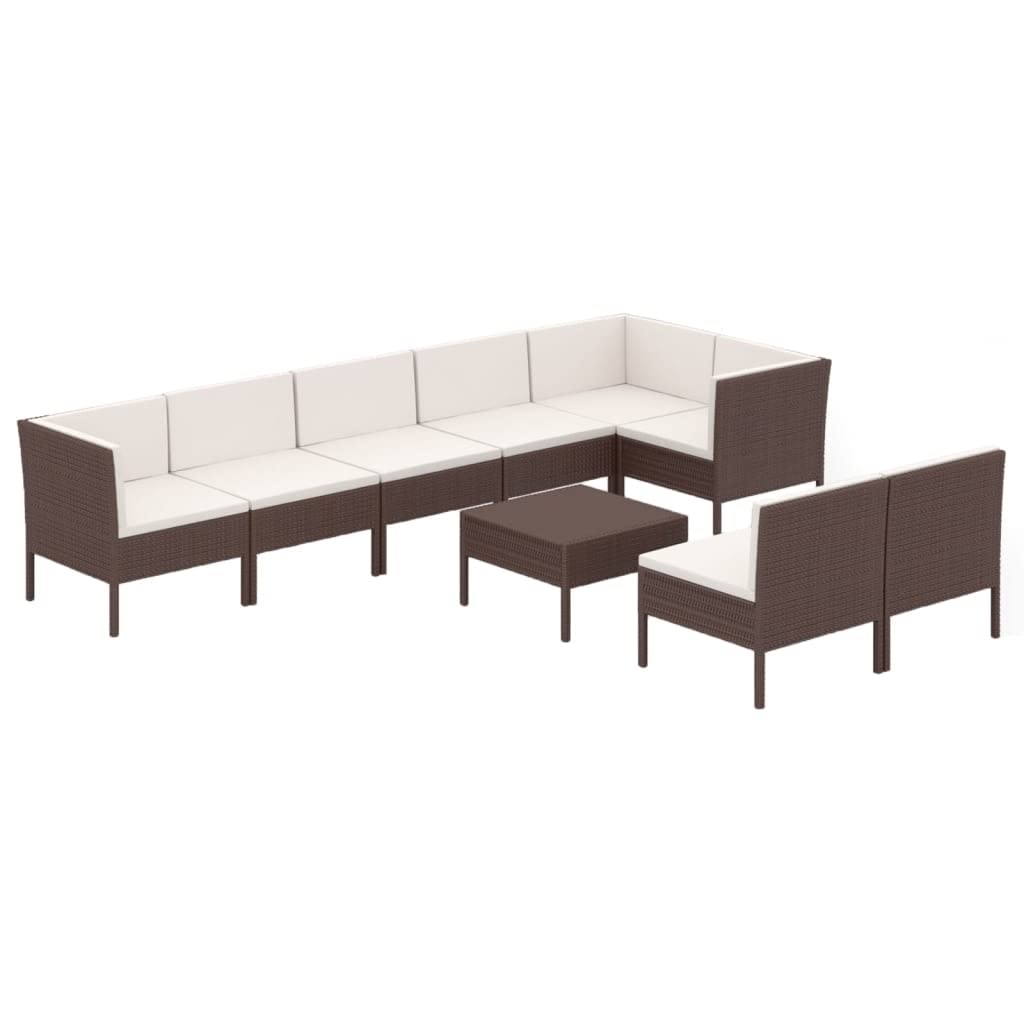 vidaXL 12 Piece Patio Lounge Set with Cushions - Weather-Resistant Poly Rattan in Brown - Easy Assembly Outdoor Furniture with Removable Covers - Comfortable and Stylish Garden Lounge Set.