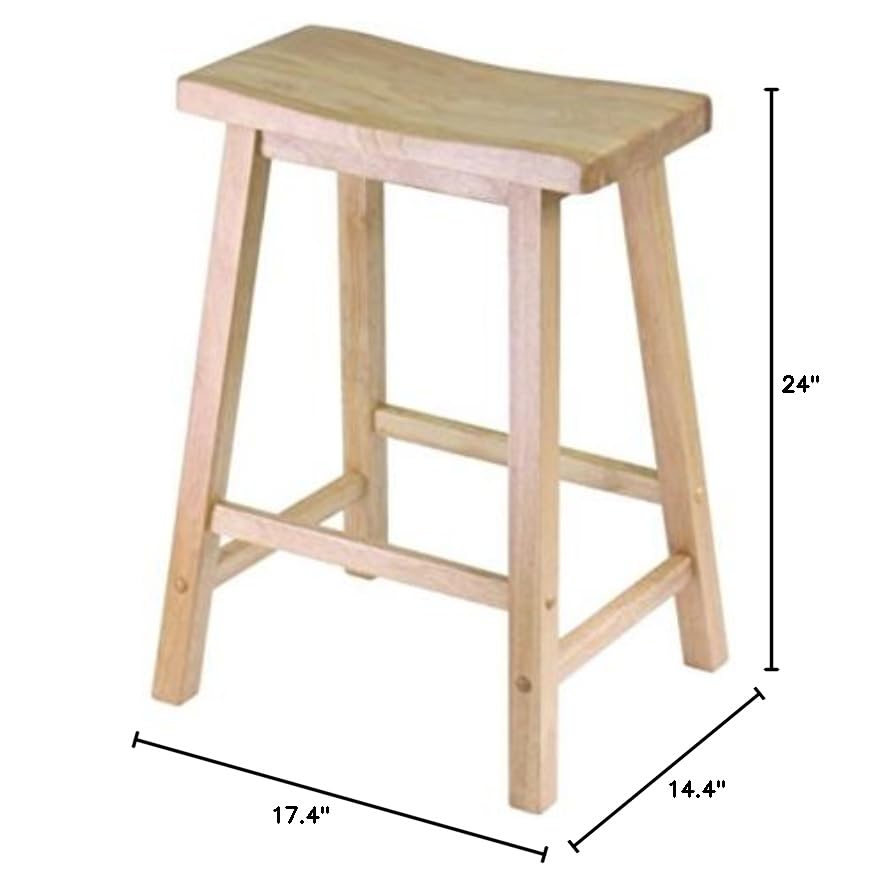 Ergode 24' Wood Counter Height Stool - Stylish, Modern, Natural Finish, Easy Assembly