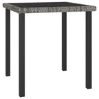vidaXL Outdoor Patio Dining Table - Compact and Durable - Gray PE Rattan and Powder-Coated Steel Construction with Tempered Glass Top - Modern Style - 27.6"x27.6"x28.7"