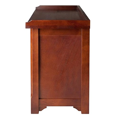 Ergode Colin Bench | Versatile & Stylish | Dark Faux Leather Cushion | 2 Corn Husk Baskets | Slated Shelf | Ample Comfort | Chocolate Brown | Sturdy Wood | (94201-VV)