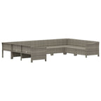 vidaXL Modern Gray PE Rattan 9 Piece Patio Lounge Set with Cushions - Modular Outdoor Furniture Set for Patio or Garden