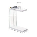 Steve Silver Elaina Chair Side End Table, Clear Back with White Top and Base, Contemporary Style for Living Room, Bedroom, Living Space, 18.5 x 10 x 25 in