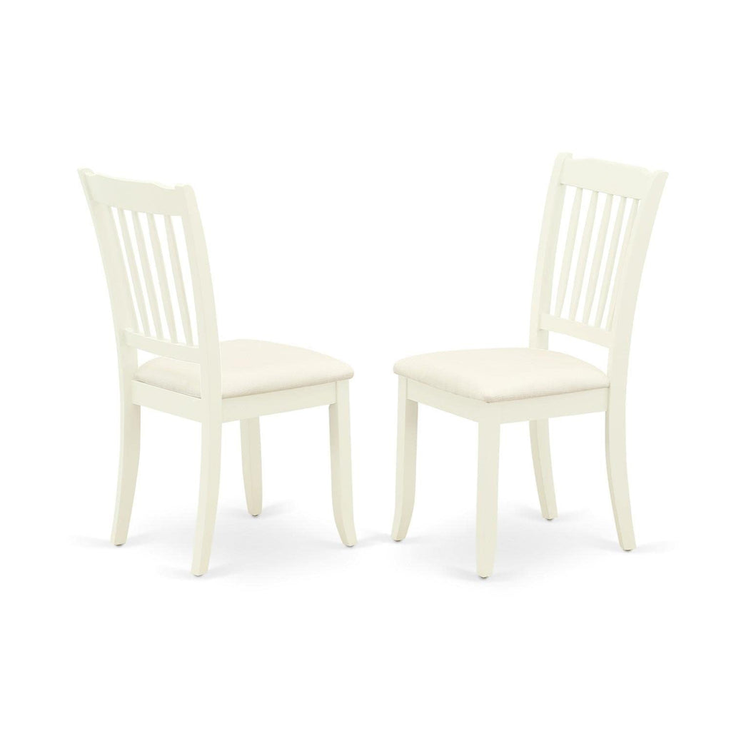 East West Furniture Shda5-Whi-C 5 Piece Modern Dining Table Set Includes A Round Kitchen Table With Pedestal And 4 Linen Fabric Kitchen Dining Chairs, 42X42 Inch, Linen White