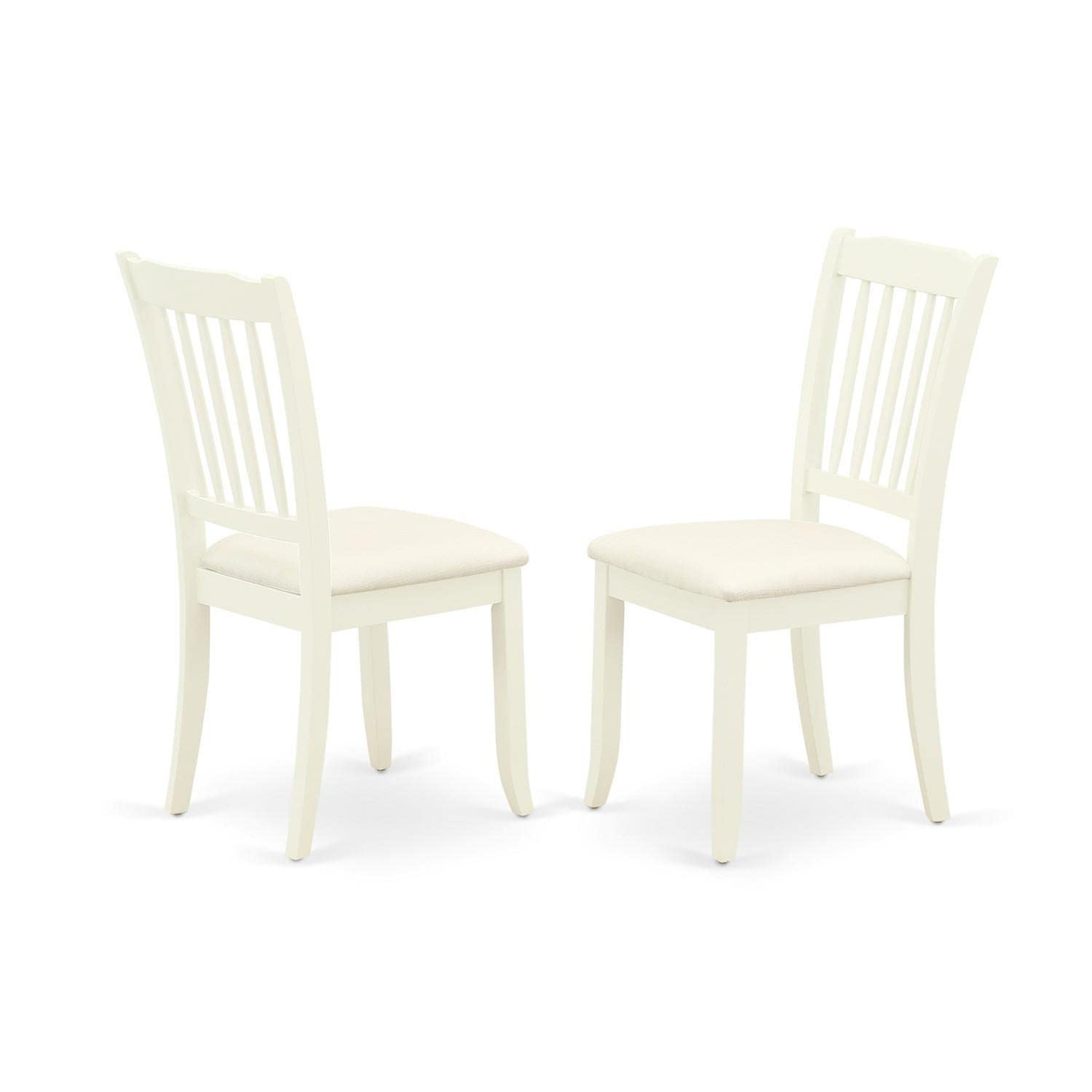 East West Furniture Shda5-Whi-C 5 Piece Modern Dining Table Set Includes A Round Kitchen Table With Pedestal And 4 Linen Fabric Kitchen Dining Chairs, 42X42 Inch, Linen White