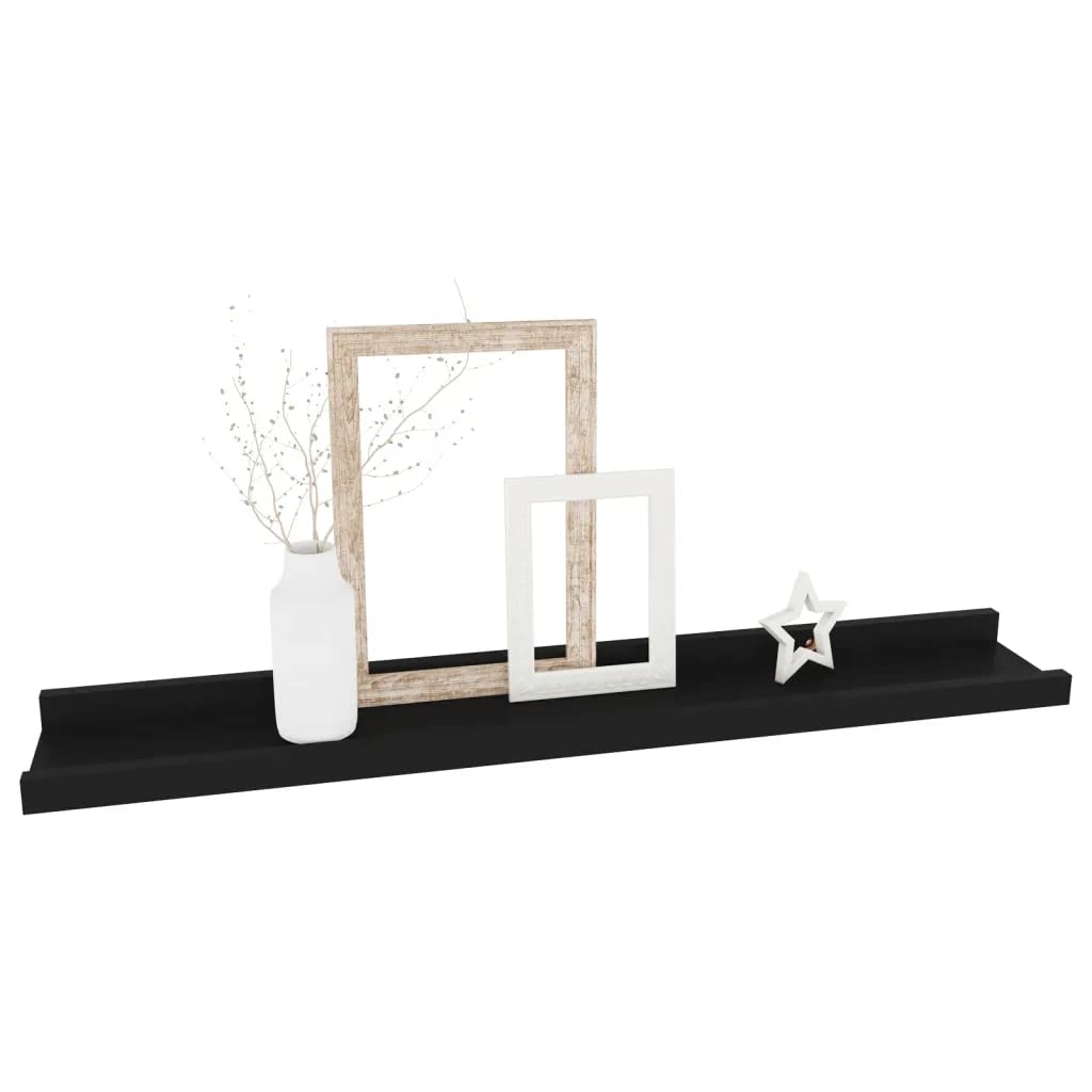 vidaXL 4-Piece Wall Shelves, Black—23.6&quot;x3.5&quot;x1.2&quot;–Space Optimising, Wall-Mounted MDF Shelves, Easy to Clean, Ideal for Displaying Collectibles, Books & More